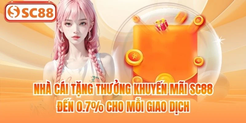 Nhà cái tặng thưởng khuyến mãi SC88 đến 0.7% cho mỗi giao dịch